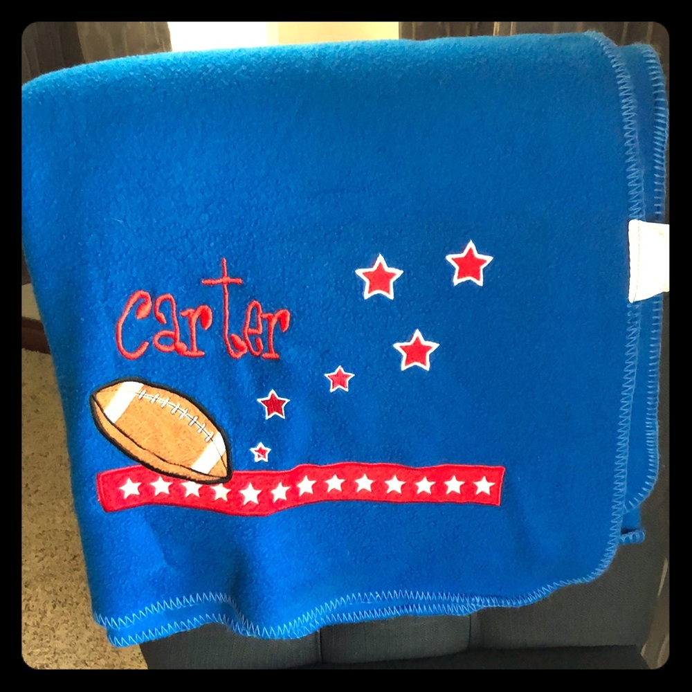 Fleece royal blue blanket football “CARTER”